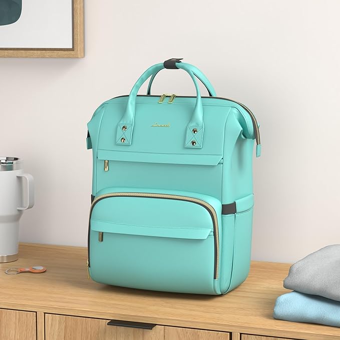 LOVEVOOK Laptop Backpack for Women,15.6 Inch Professional Womens Travel Backpack Purse Computer Laptop Bag Nurse Teacher Backpack,Waterproof College Work Bag Carry on Backpack with USB Port,Mint Green