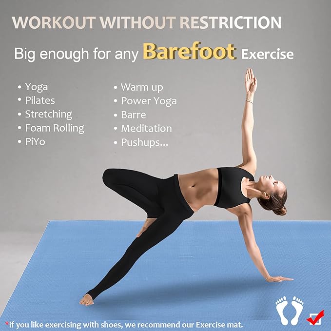 GXMMAT Large Yoga Mat 6'x4'/6'x6'/7'x5'(7mm/9mm), Extra Thick Workout Mats for Home Gym Flooring,Ultra Comfortable Non-Slip Quick Resilient Barefoot Wide Exercise Mat for Pilates,Stretching,Meditation