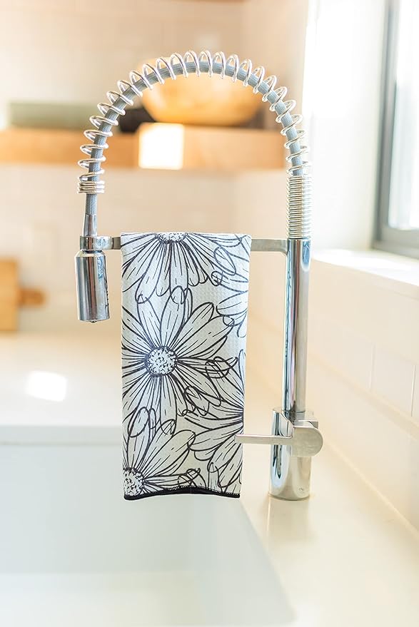 || 3 Pack|| Kitchen Towels || Dish Towels || Tea Towels || Highly Absorbent || Hanging Loop || Dish Cloths || Modern || Designer Prints (Beige/Black)