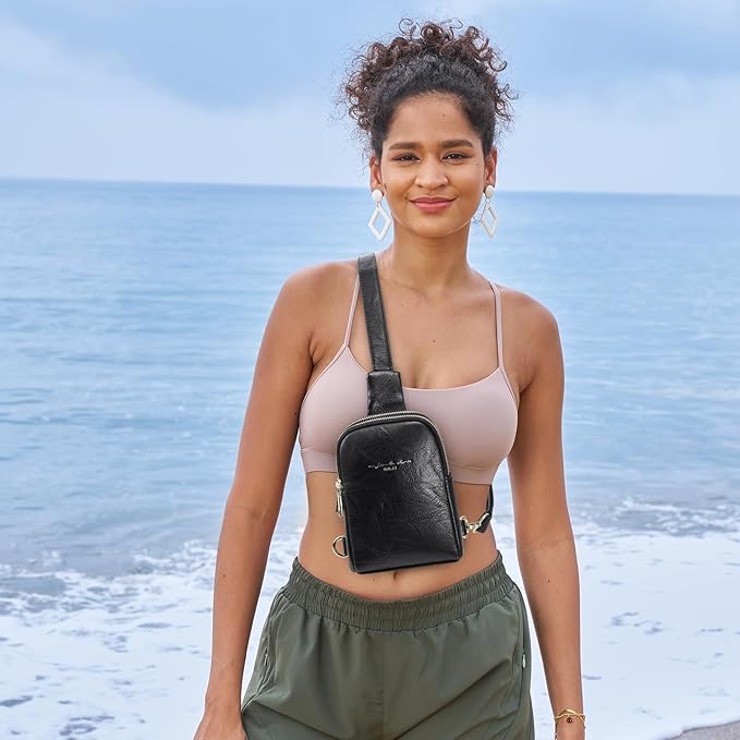 INICAT Travel Small Sling Bag Leather Crossbody Bags for Women Fanny Packs Cross Body Bag for Woman Cross Body Purses