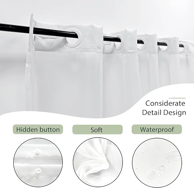 Sage Green Boho No Hooks Shower Curtain with Snap in Liner 72Wx72H Modern Mid Century Abstract Gold Leaves Minimalist Geometric Bathroom Decor Neutral Aesthetic Bath Curtain Fabric Polyester