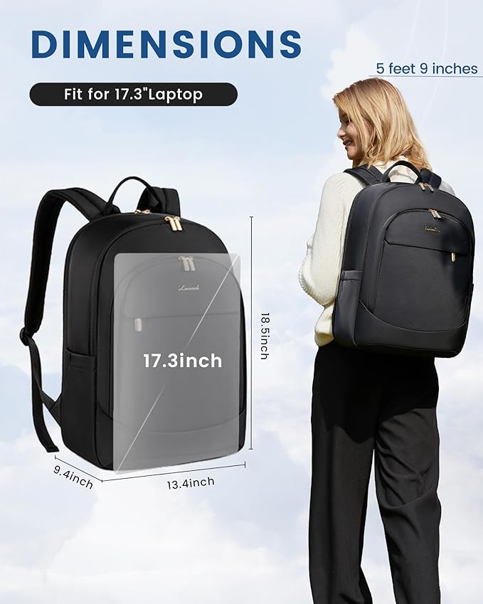 LOVEVOOK Laptop Backpack for Women, 17.3 Inch Business Backpack Purse, Large Capacity Casual Daypack, Work Computer Backpack, Travel Backpack for Teacher, nurse, Gift