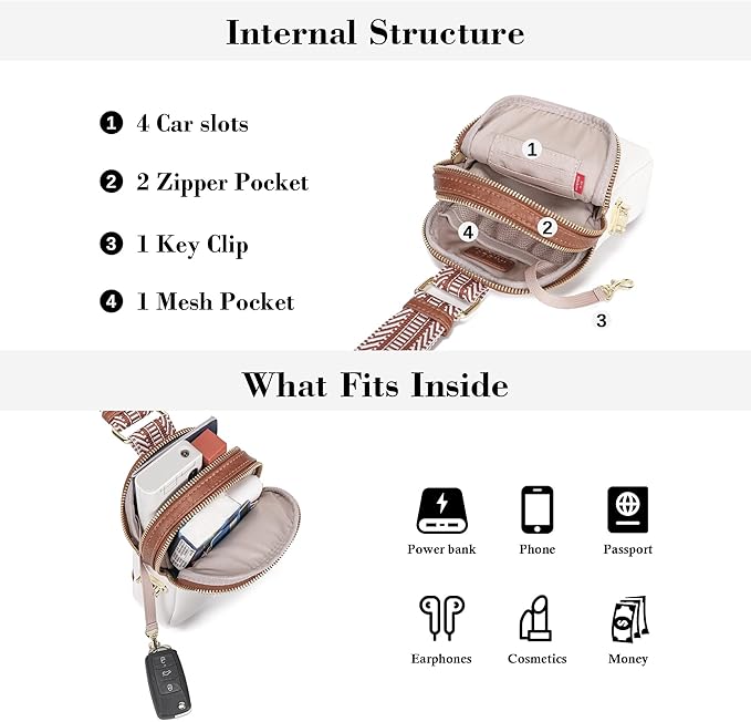 INICAT Travel Small Sling Bag Leather Crossbody Bags for Women Fanny Packs Cross Body Bag for Woman Cross Body Purses