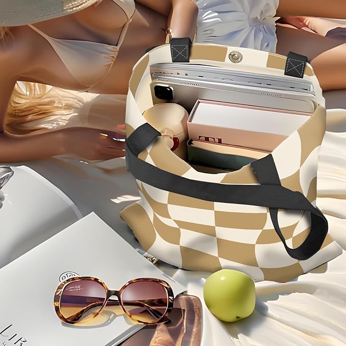 Canvas Tote Bag for Women，Cute Heavy-Duty Shoulder Bag with Zipper Pocket -Travel Tote for Grocery, Gym,Shopping