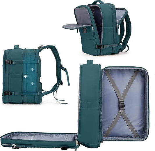 coowoz Large Travel Backpack For Women Men, Carry On Backpack,Hiking Backpack Waterproof Outdoor Sports Rucksack Casual Daypack Expandable Heavy Duty Extra large Backpack Peacock Blue