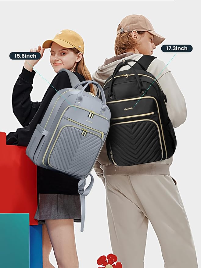 LOVEVOOK Laptop Backpack for Women, Water Resistant Travel Work Backpacks Purse Stylish Business Teacher Nurse Computer Bag with USB Charging Port,Gray