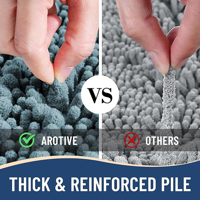 Arotive Luxury Chenille Bathroom Rug Mat, Extra Soft Thick Absorbent Shaggy Bath Rugs, Non-Slip Machine Wash Dry, Plush Bath Mats for Bathroom, Shower and Tub, 30x20, Smoky Gray