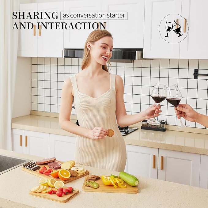 Bamboo cutting boards for home and kitchen,chopping board with juice groove,hanging hole and handles,for charcuterie,meat,bread,cheese,fruit and vegetables,Natural Bamboo, Set of 3(S+M+L)