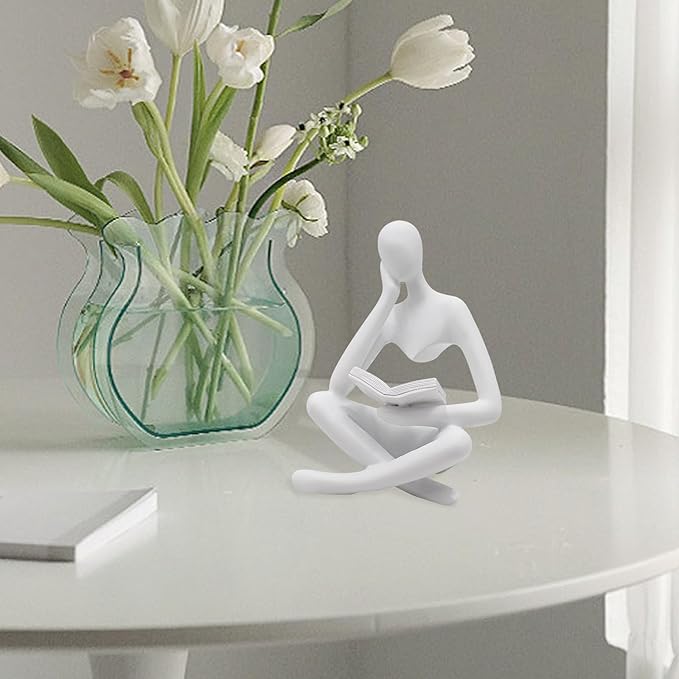 Reading Women Statue, Thinker Sculptures, Abstract Art Ornament, Modern Aesthetic Figurine Decoration, Suitable for Home Living Room Bedroom Office Shelf Table Desk Bookshelf Decor