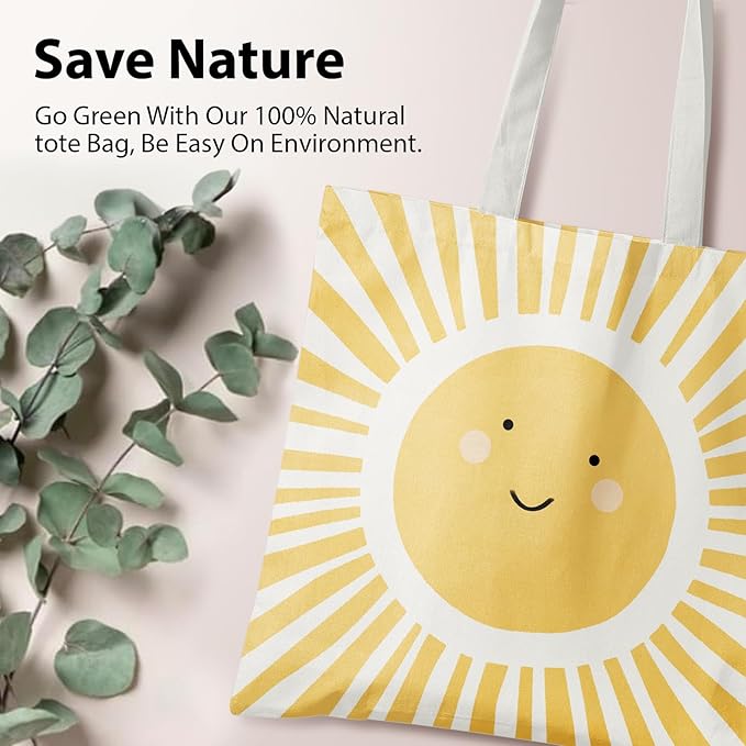 Cute Tote Bags, Sunshine Canvas Tote Bag for Women, Funny Sun Tote Bag, Sunshine Gifts for Women, Sunshine Reusable Grocery Bags Shopping Bags