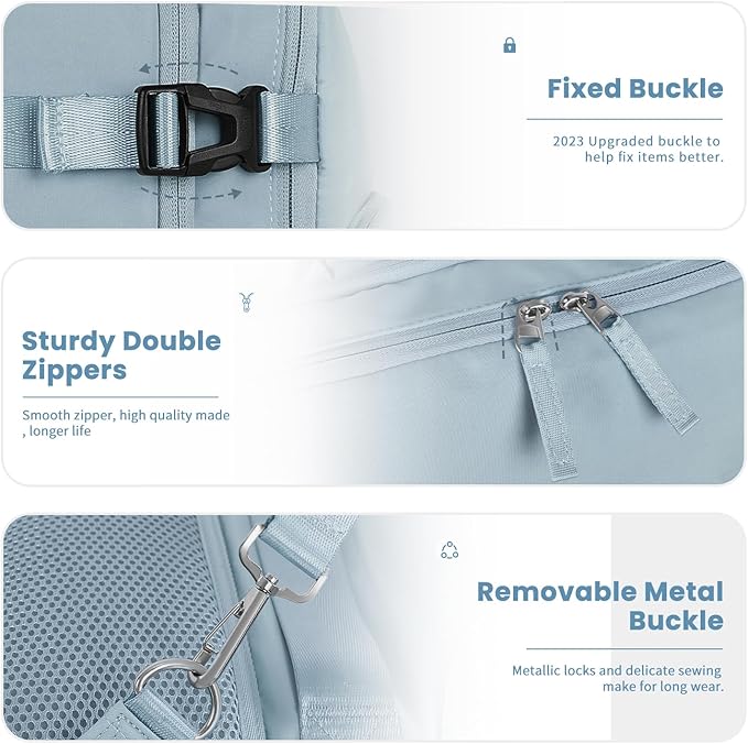 Travel Backpack, Carry on Flight Approved Backpack with Multi-Pockets, TSA Waterproof 17.3inch Laptop Backpack, Personal Item Travel Bag for Men Women, Light Blue