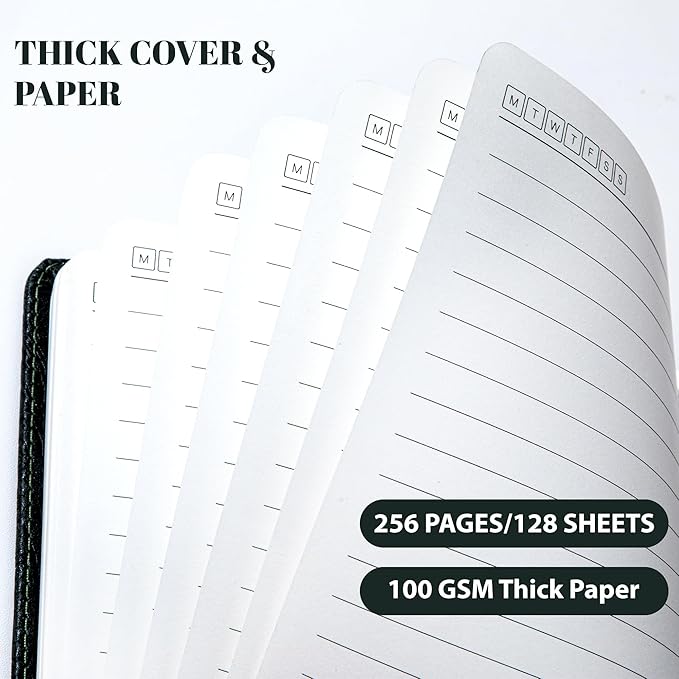 CAGIE Lined Journal for Men Women, Tree Growth Ring Leather Bound Journal Notebook, 256 Pages 100 GSM Journals for Writing, A5 Hardcover Journaling Notebooks,2 Pack (Brown & Black)