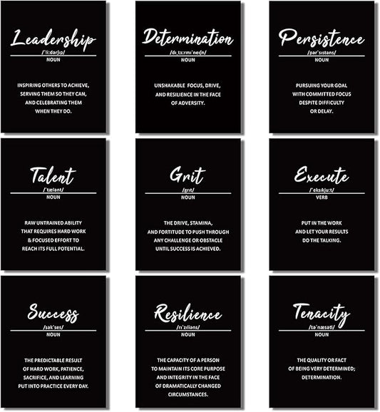 9 Pieces Inspirational Phrases Wall Art Prints Motivational Sayings Quote Poster Positive Print Decoration for Teens Adults Living Room Office Classroom College Decor, Unframed, 8 x 10 Inch (Black)