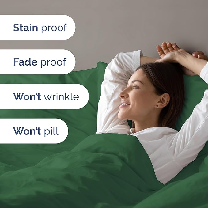 Duvet Cover King Size Set - Extra Soft King Size Duvet Cover 104 x 90 with 2 Pillow Shams - Hotel Luxury Easy Care & Fade Free w/Zipper Closures & Ties - Comfy Breathable Bedding Set (Emerald Green)