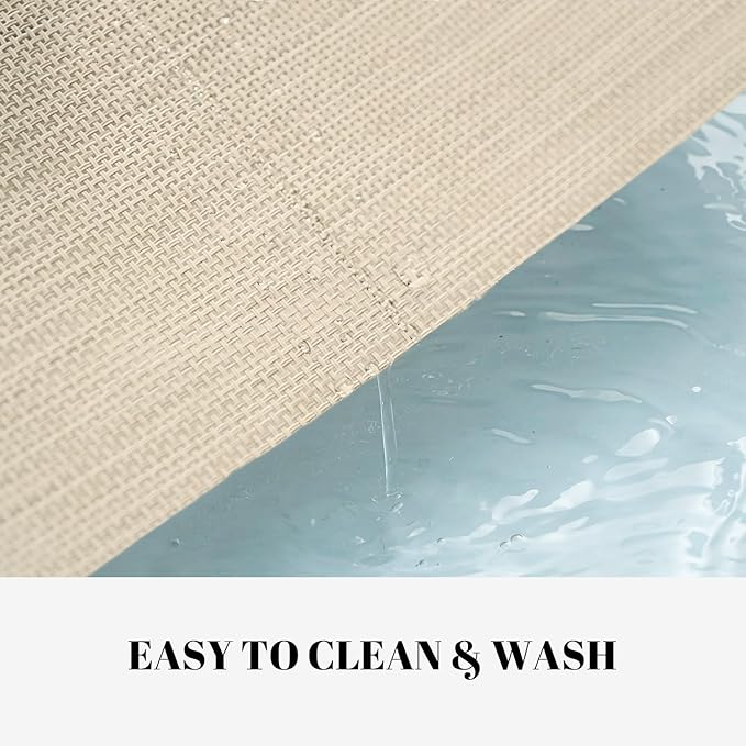 Placemats Set of 8 Vinyl/Plastic Woven Place Mats for Kitchen Table Indoor/Outdoor Washable Placemat Wipeable Dining Table Mats (Beige,8)