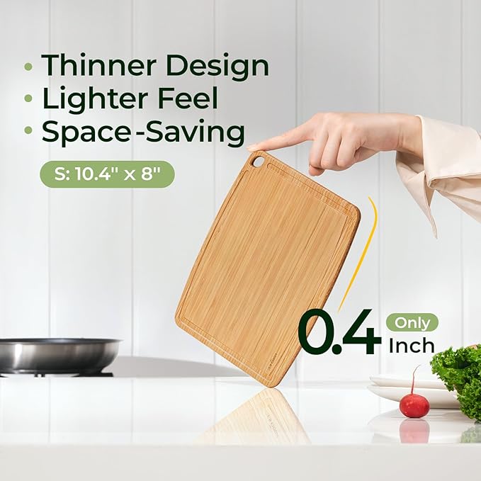 Dishwasher Safe Carbonized Bamboo Wood Cutting Boards for Kitchen with Juice Groove, Wooden Charcuterie & Chopping for Fruit, Vegetables & Cheese, Durable, Lightweight, Water-Resistant