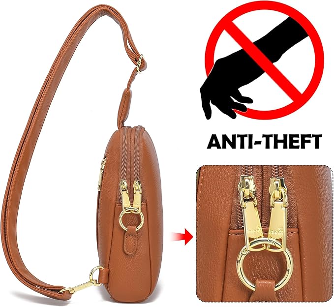 INICAT Travel Small Sling Bag Leather Crossbody Bags for Women Fanny Packs Cross Body Bag for Woman Cross Body Purses