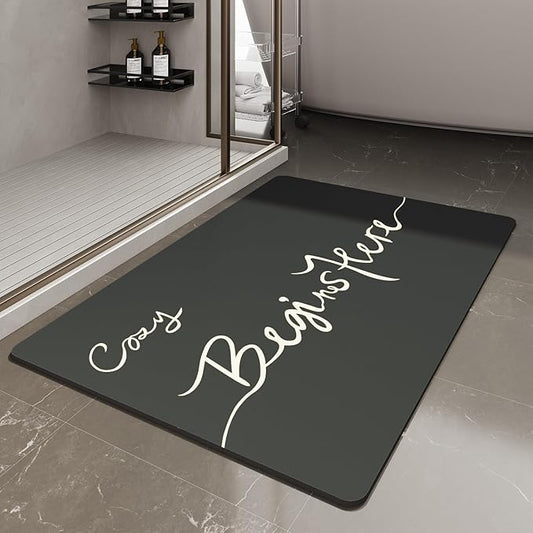 Bath Mat-Bath Mat Rug Non Slip Super Absorbent Stain Resistant Quick Dry Thin Bathroom Rug-Bath Mats for Bathroom Floor Bathtub Vanity-Bathmat Bath Rug Easy Care-17"x27",Black
