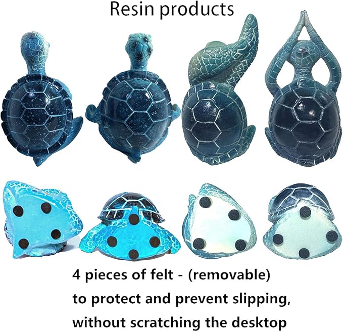 4PCS Yoga Sea Turtle Figurines,Meditation Zen Statue Decor Set for Bathroom Office Desk Table Shelf Ornament Beach Theme Gifts for Women Turtle Lovers Ocean Animal Resin Sculptures Decoration