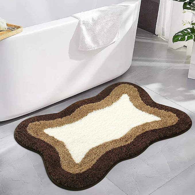 HAOCOO Bathroom Rugs Non Slip Washable, 18x25 inch Extra Soft Small Bath Mat, Microfiber Absorbent Cute Bath Mat Floor Carpet for Bathroom Indoor Door Mat Sink Tub Shower