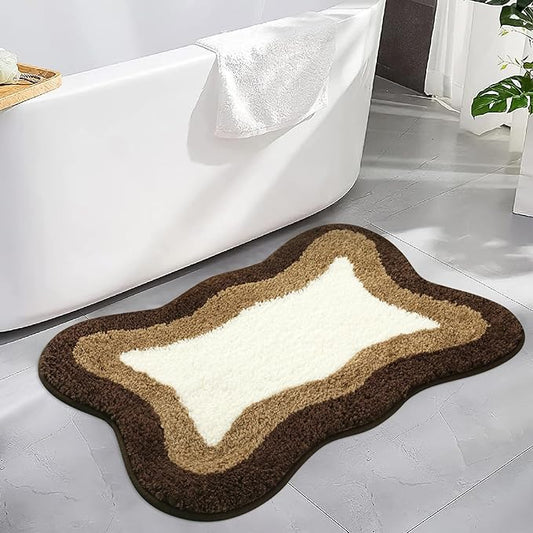 HAOCOO Bathroom Rugs Non Slip Washable, 18x25 inch Extra Soft Small Bath Mat, Microfiber Absorbent Cute Bath Mat Floor Carpet for Bathroom Indoor Door Mat Sink Tub Shower