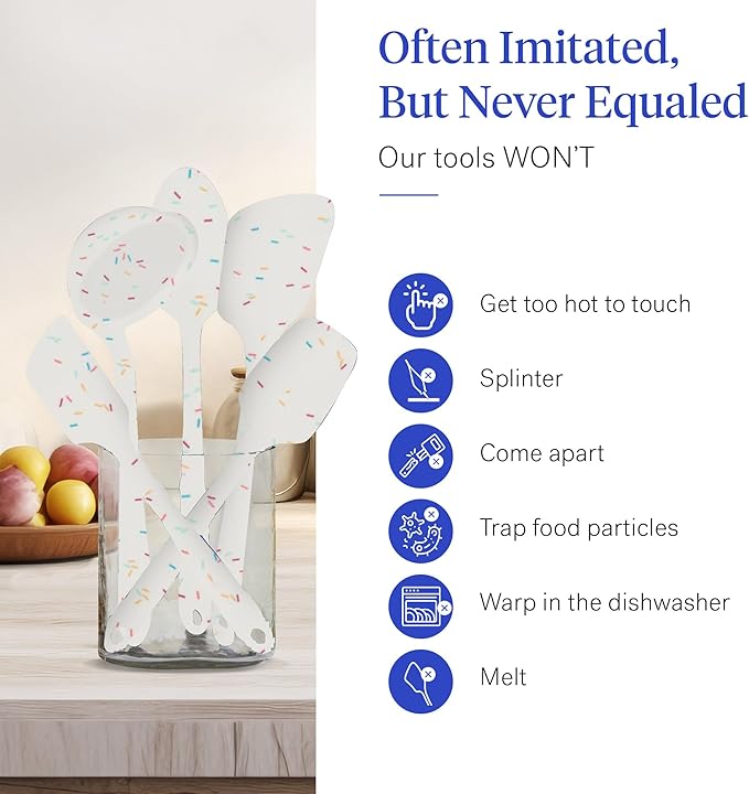 GIR: Get It Right 5 Piece Silicone Kitchen Utensils Set - Ladle, Spatula, Flip, Spoon & Spoonula - Non-Toxic Cooking Utensils for Nonstick Cookware, Cooking and Baking - Sprinkles