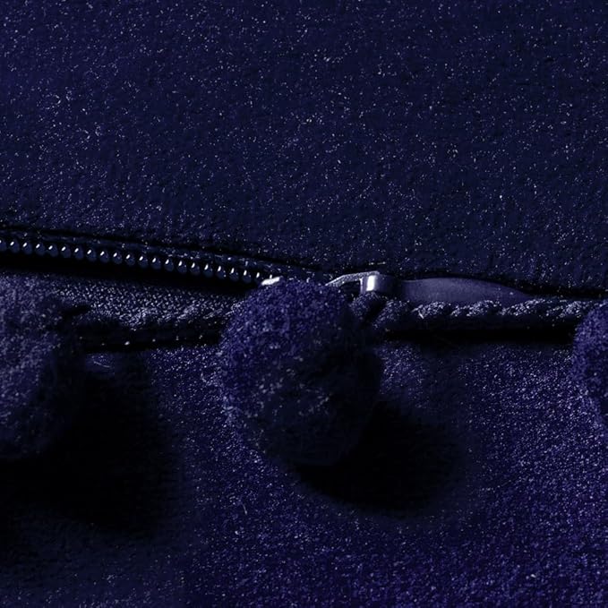 DEZENE Couch Pillow Cases 24x24 Navy: 2 Pack Cozy Soft Pom-poms Velvet Square Throw Pillow Covers for Farmhouse Home Decor