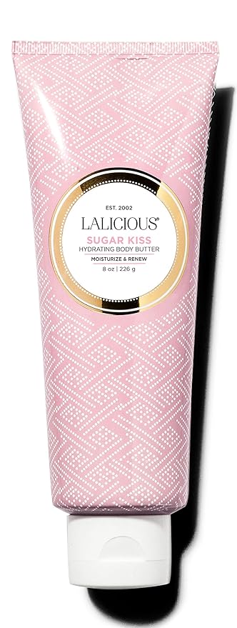 LALICIOUS Sugar Kiss Body Butter - Hydrating Body Moisturizer with Shea Butter, Cucumber Extract & Apricot Oil, No Parabens (8 Ounces)