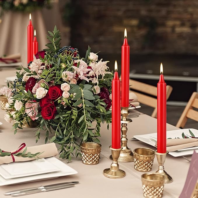 Set of 20 Red Spell & Chime – Premium Mini Taper Candles for Rituals, Prayer, Birthdays, Meditation, Altar - 4 Inch Tall, Unscented (Red)