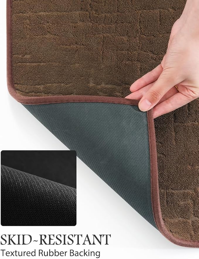 AMOAMI-Bath Mat-Super Absorbent Quick Dry Bathroom Floor Mats-Rubber Backing Washable Bath Mats for Bathroom Thin Bahtroom Rugs Fit Under Door-Bath Rug for in Fornt of Sink,Bathtub,Shower Room