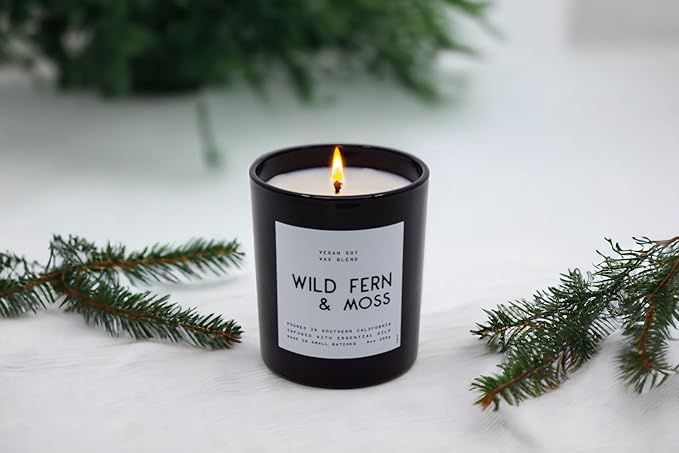 | Masculine Aromas 9oz | 50 Hours | Soy Wax | Scented Mens Candles with Natural Essential Oils | Vegan (Wild Fern & Moss)