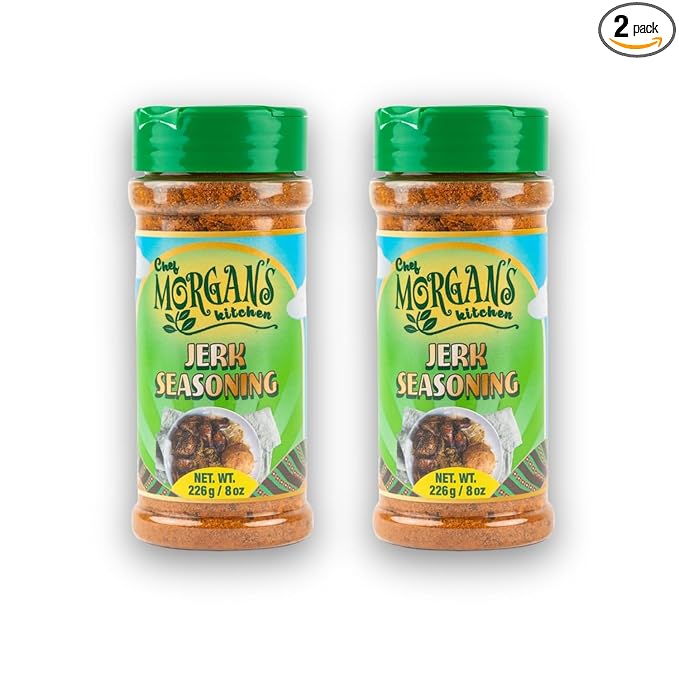 Chef Morgan’s Kitchen Jerk Seasoning (2 Pack) – MSG & Gluten Free, 8oz. Authentic Jamaican Spice Blend for Jerk Chicken, Dry Rub for Grilling, Baking & Roasting – All Natural