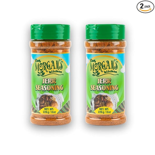 Chef Morgan’s Kitchen Jerk Seasoning (2 Pack) – MSG & Gluten Free, 8oz. Authentic Jamaican Spice Blend for Jerk Chicken, Dry Rub for Grilling, Baking & Roasting – All Natural