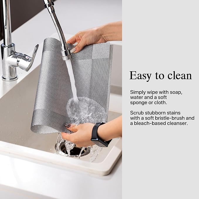 Placemats Set of 6 - Easy Clean Woven Vinyl Placemats for Dining Table, Indoor/Outdoor Place Mats, Washable PVC Table Mats （Silver Cube）