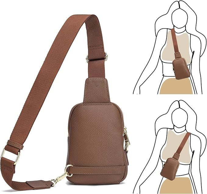 INICAT Travel Small Sling Bag Leather Crossbody Bags for Women Fanny Packs Cross Body Bag for Woman Cross Body Purses