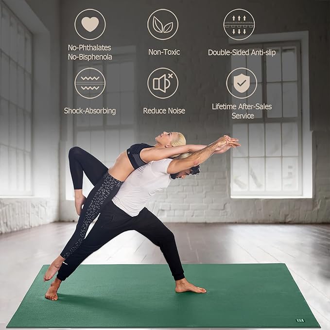 GXMMAT Large Yoga Mat 6'x4'/6'x6'/7'x5'(7mm/9mm), Extra Thick Workout Mats for Home Gym Flooring,Ultra Comfortable Non-Slip Quick Resilient Barefoot Wide Exercise Mat for Pilates,Stretching,Meditation