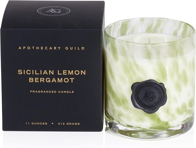 Zodax Apothecary Guild Scented Opal Glass Jar Candle in Gift Box- 11 oz - Sicilian Lemon Bergamot