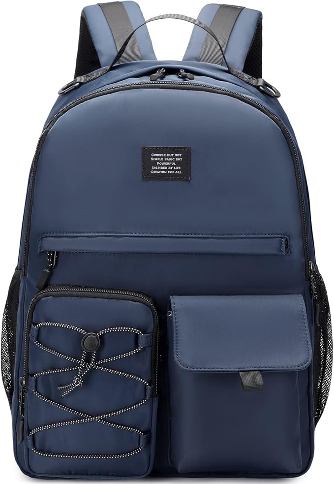 Lohol Water Resistant Backpack for Travel School Work, Casual Daypack with Anti Theft Pocket for Teen Girls Boys (Navy)