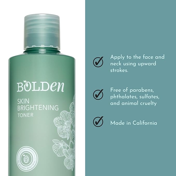Bolden Skin Brightening Toner for Face - Exfoliating Toner for Oily Skin with AHA Glycolic Acid, Niacinamide & Hyaluronic Acid | Helps Reduce Breakouts, Fade Dark Spots & Refine Pores | 8.0 Fl Oz