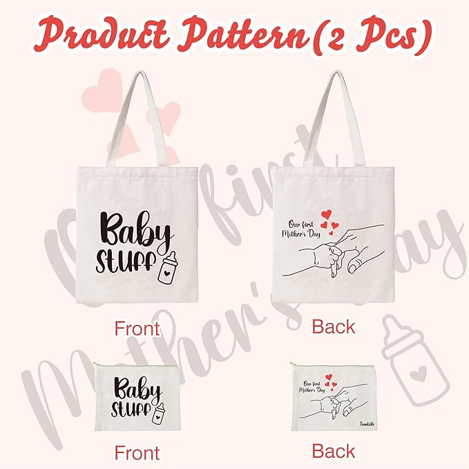 Mama Canvas Bag Mommy Cotton Tote Mummy Canva Tote Women Reusable Grocery Mother Gift Mom Shoulder Bag With Zipper Pocket Makeup Cosmetic Pouch