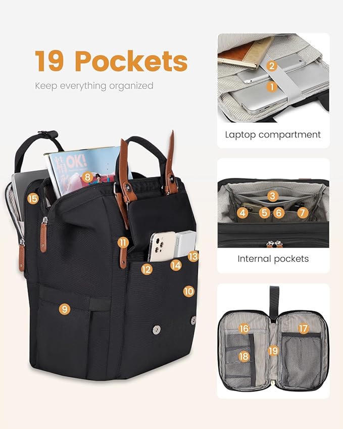 LOVEVOOK Laptop Backpack Women, Teacher Work Backpack with Laptop Compartment, Nurse Bags Computer Backpack Purse for Women Business Travel College Laptop Bag Daypack, 15.6 Inch, Upgraded