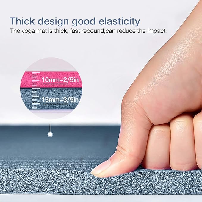 Yoga Mat Non Slip NBR Thick Yoga Mat, 72"L x 32"W x 0.6"TH (185cm x 80cm x 15mm), Anti-Tear Exercise Mat with Carrying Strap and Bag, Workout Mats for Yoga, Pilates and Floor Exercises