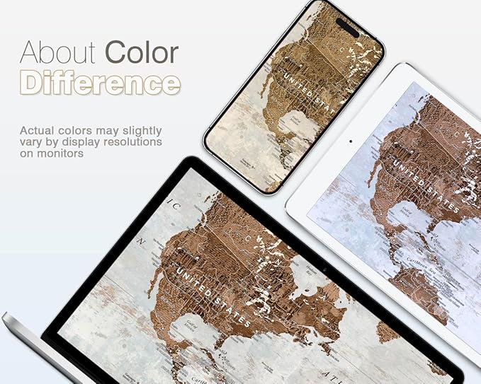 Office Wall Art Canvas World Map Motivational Wall Decor Living Room Vintage Pictures for Dining Room Home Man Global Artwork 60" X 28"