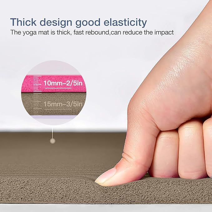 Yoga Mat Non Slip NBR Thick Yoga Mat, 72"L x 32"W x 0.6"TH (185cm x 80cm x 15mm), Anti-Tear Exercise Mat with Carrying Strap and Bag, Workout Mats for Yoga, Pilates and Floor Exercises