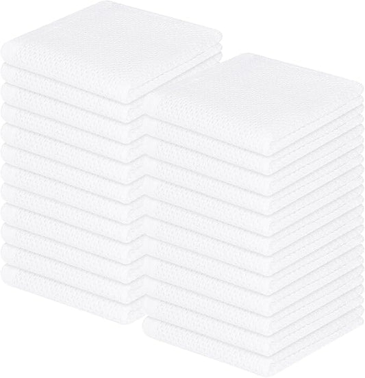 Homaxy 100% Cotton Waffle Weave Kitchen Dish Cloths, Ultra Soft Absorbent Quick Drying Dish Towels, 12 x 12 Inches, 24-Pack, White