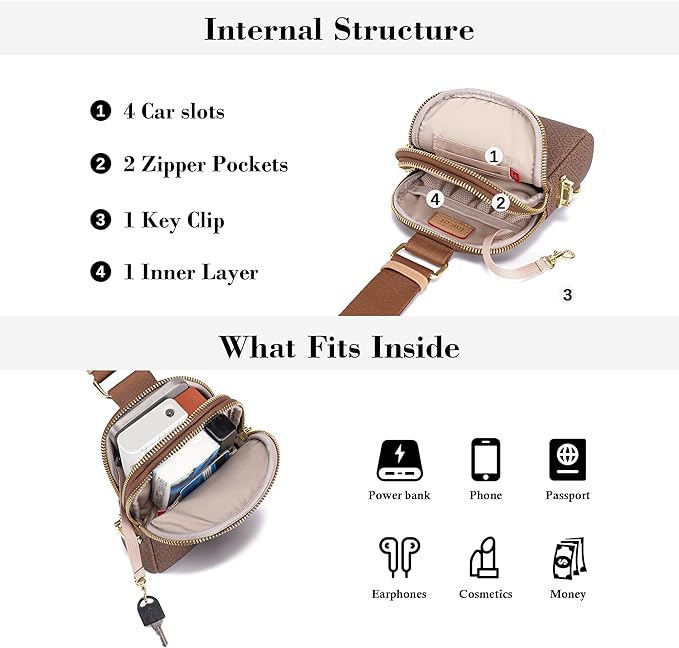 INICAT Travel Small Sling Bag Leather Crossbody Bags for Women Fanny Packs Cross Body Bag for Woman Cross Body Purses