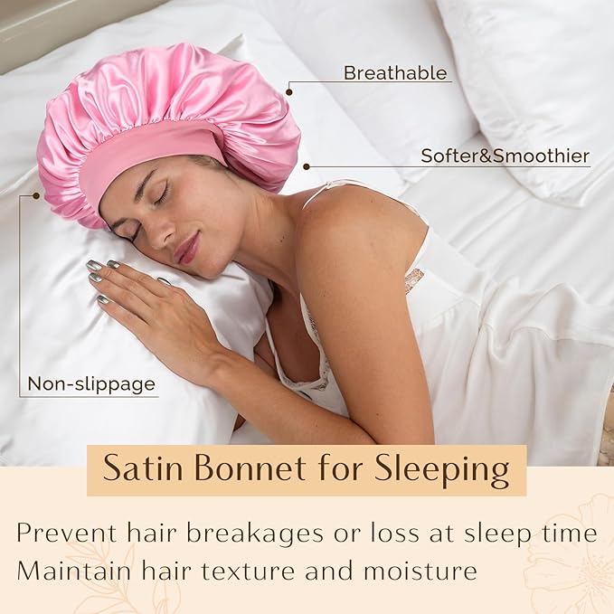 YANIBEST Silk Bonnet for Men Women Hair Bonnet for Sleeping Double Layer Satin Bonnet for Natural Curly Hair Unisex Sleep Cap
