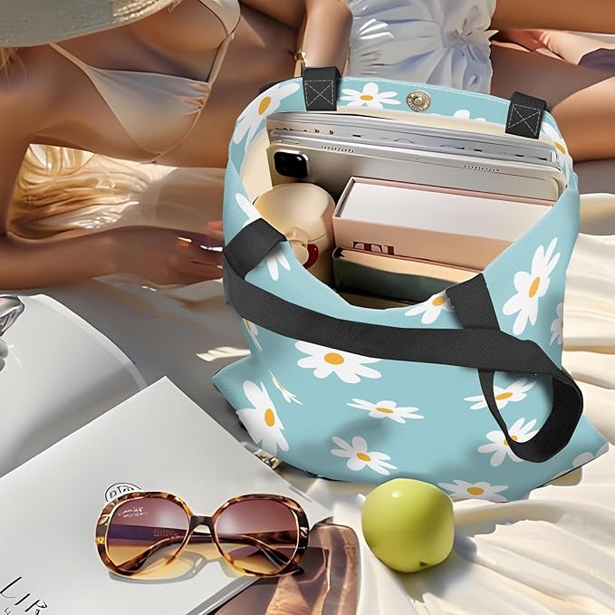 Canvas Tote Bag for Women，Cute Heavy-Duty Shoulder Bag with Zipper Pocket -Travel Tote for Grocery, Gym,Shopping