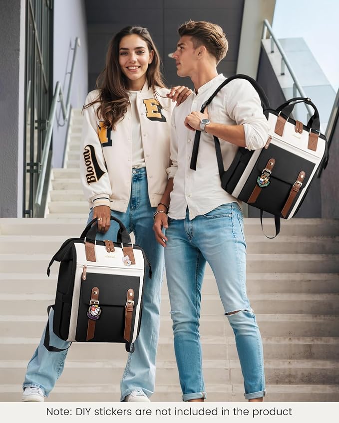 LOVEVOOK Laptop Backpack for Women, Teacher Bag Work Backpack Purse Laptop Computer Back Pack, Business Travel Backpack, Nursing College School Bookbag, 15.6 Inch, Black-Beige-Brown