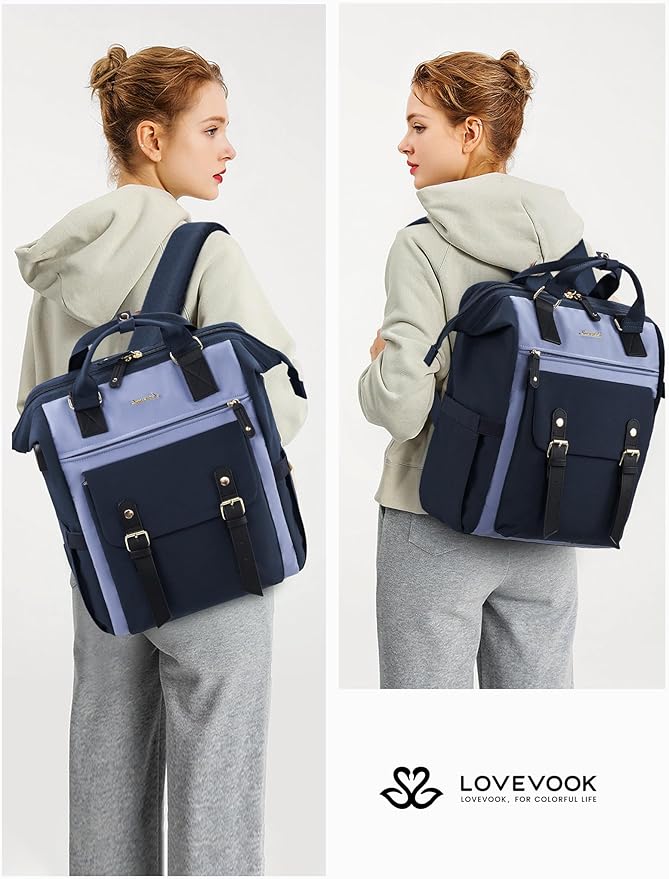 LOVEVOOK Laptop Backpack for Women Work Teacher Bag Travel Backpack, Stylish College Backpack Purse, Business Computer Laptop Bag Nurse Bags, Casual Daypack, 15.6 Inch